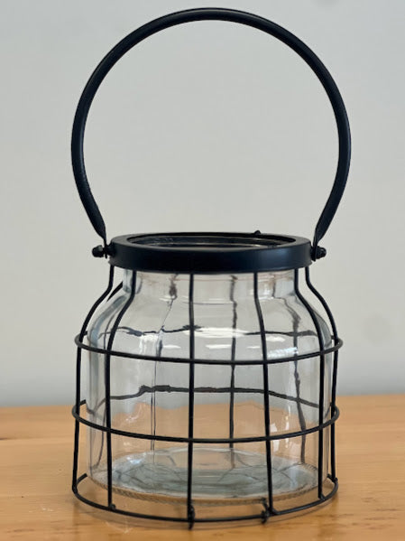 Classic Glass Jar in a Black Metal Carrier