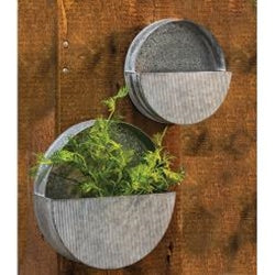 Galvanized Circle Wall Pockets (Set of 2)