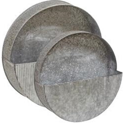 Galvanized Circle Wall Pockets (Set of 2)