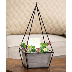 Wood Plant Holder with Triangle Metal Frame